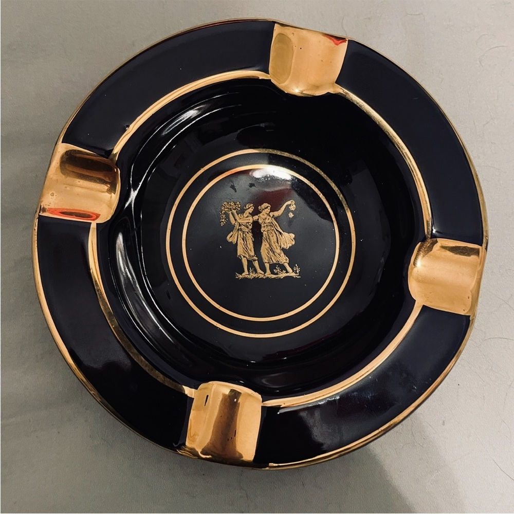 Elegant handmade navy and Gold Ashtray